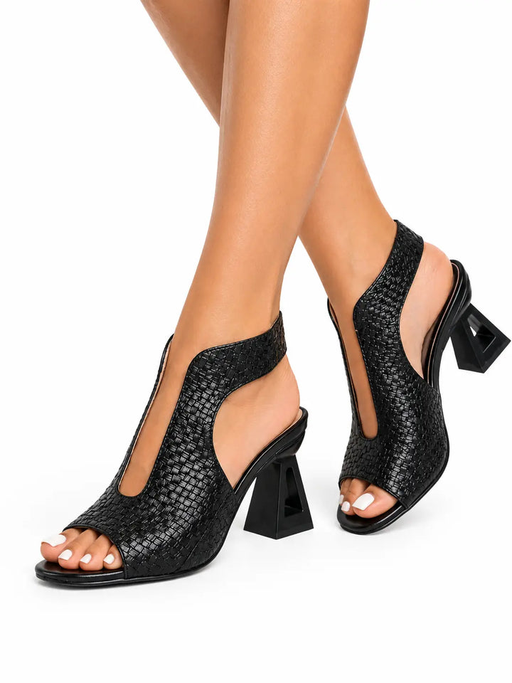 Graciela™ | Elegantly Woven High Heel Sandal with Geometric Design