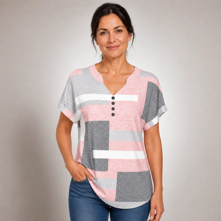 Macarena™ | Blusa de Color en Bloques con Escote en V