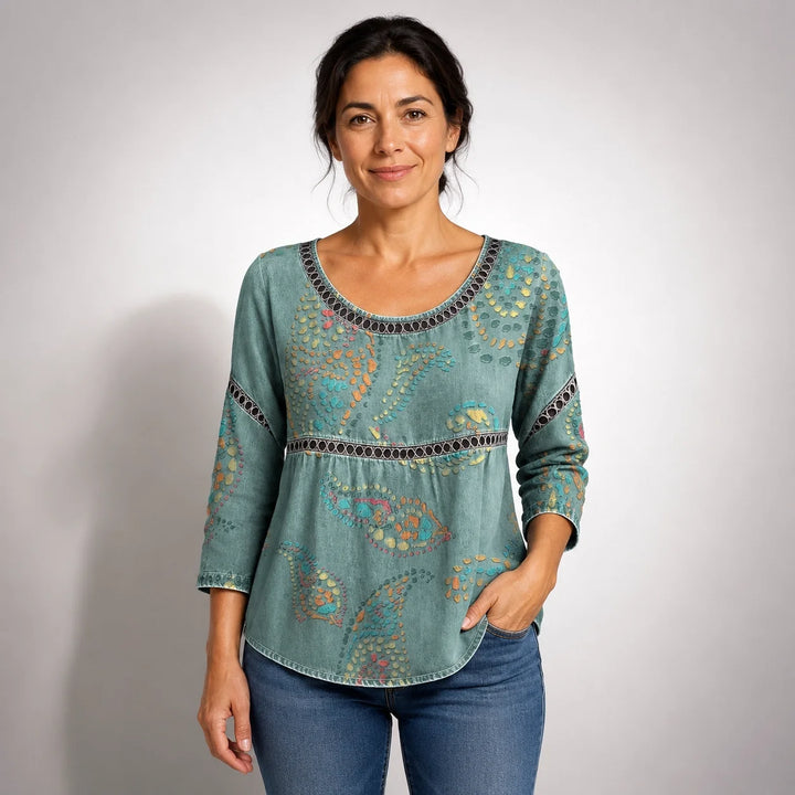Pilar™ | Blusa Vintage con Elegante Estampado Étnico