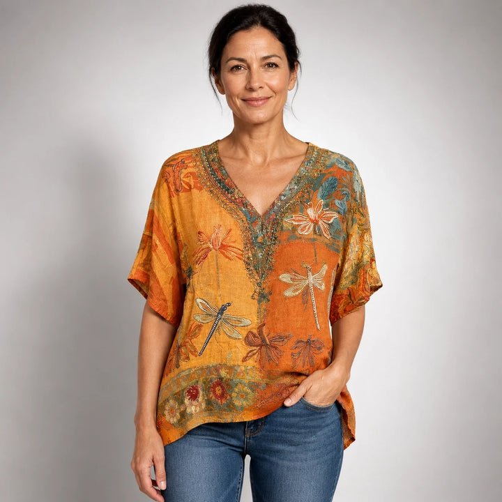 Adriana™ | Blusa Vintage con Diseño de Libélulas