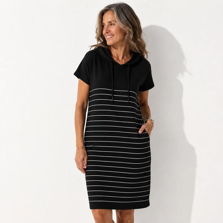 Gabriela™ | Vestido Casual con Capucha y Rayas Tejidas