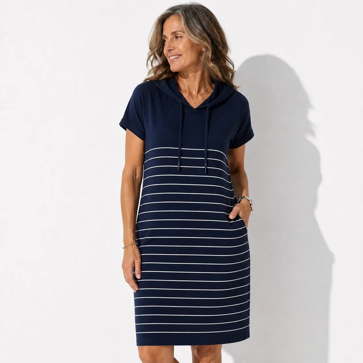 Gabriela™ | Vestido Casual con Capucha y Rayas Tejidas