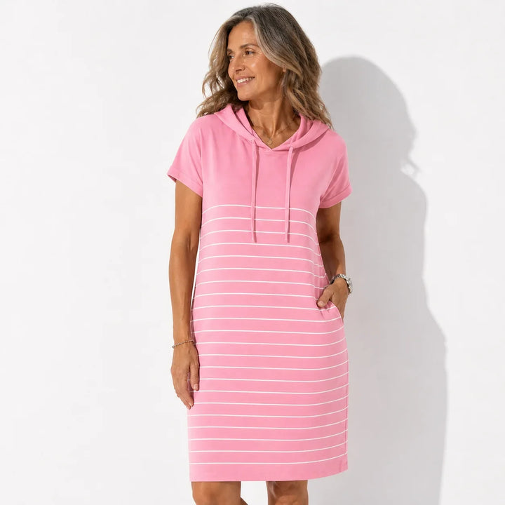 Gabriela™ | Vestido Casual con Capucha y Rayas Tejidas
