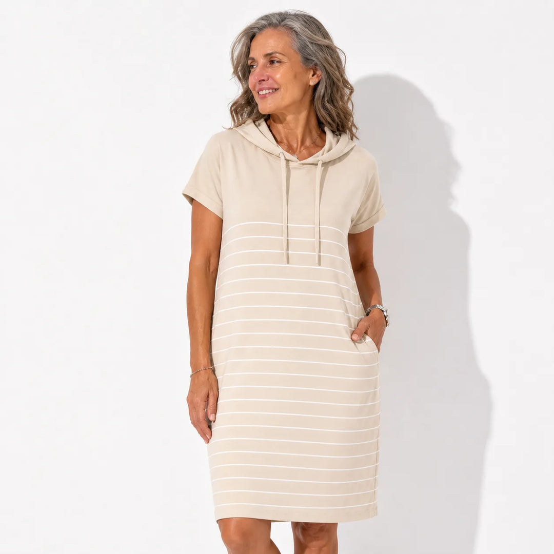 Gabriela™ | Vestido Casual con Capucha y Rayas Tejidas