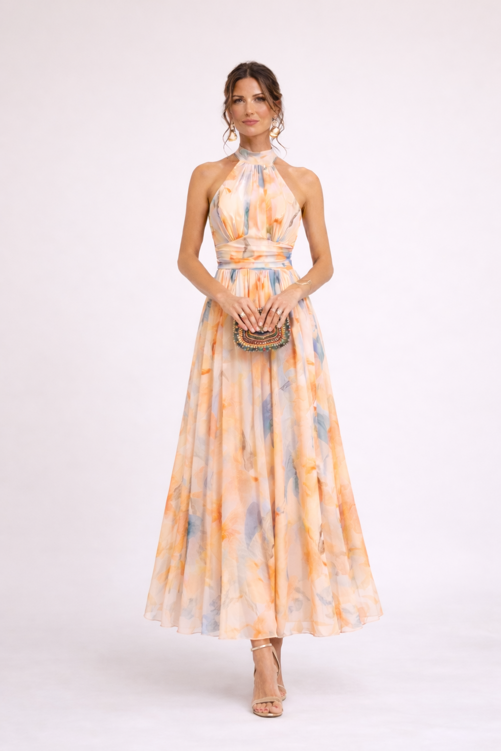 VALENTINA - Vestido Halter con Estampado Acuarela