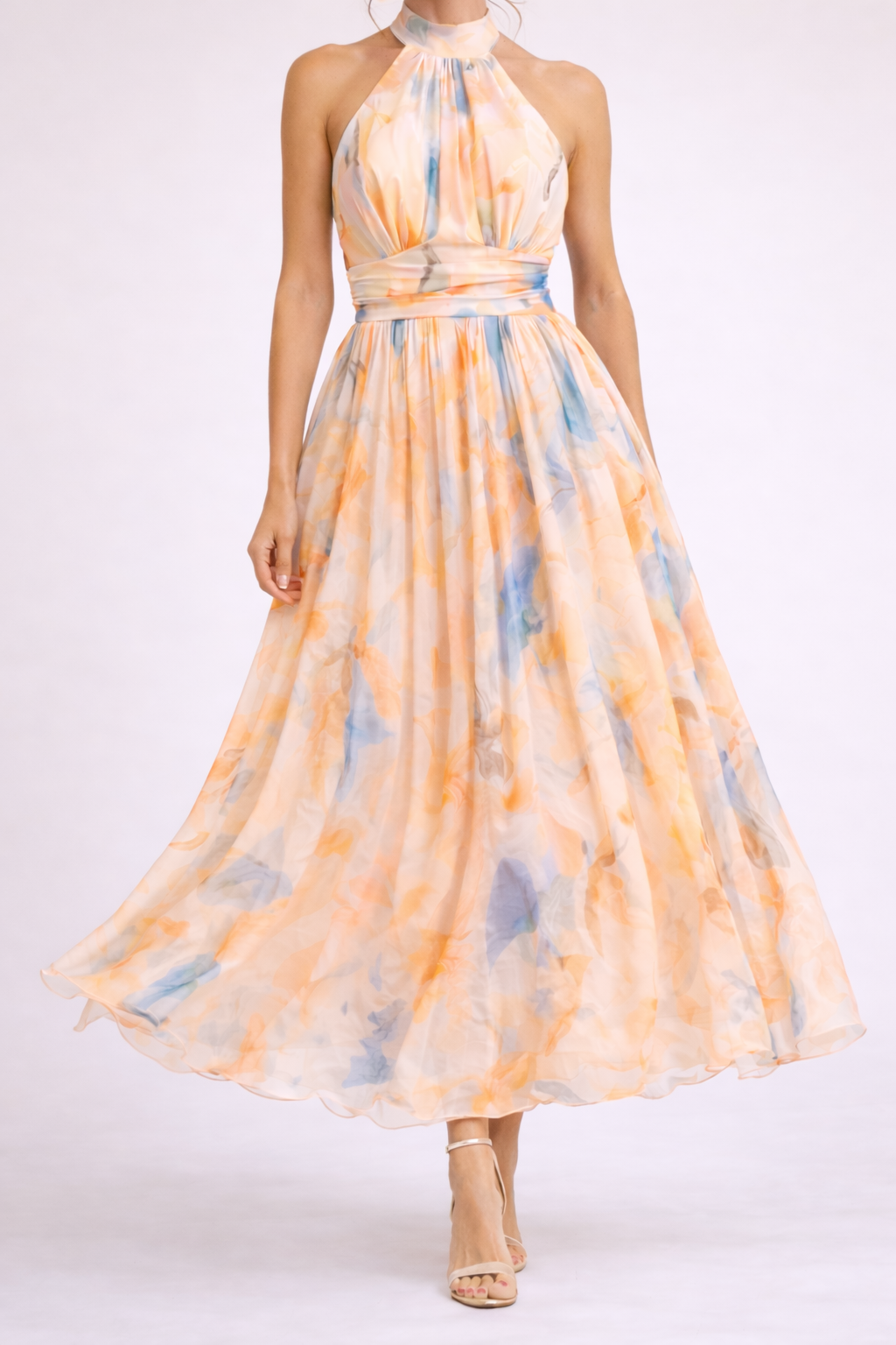 VALENTINA - Vestido Halter con Estampado Acuarela