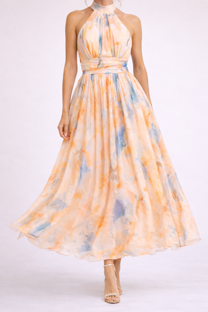 VALENTINA - Vestido Halter con Estampado Acuarela