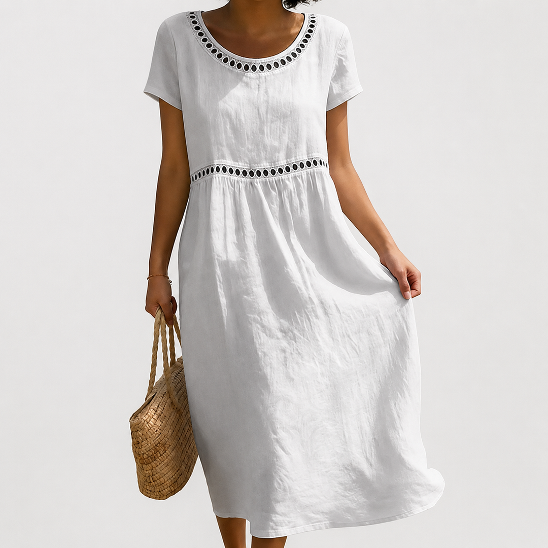 Livia™ | Vestido Midi de Lino con Bordado