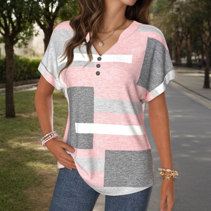 Macarena™ | Blusa de Color en Bloques con Escote en V