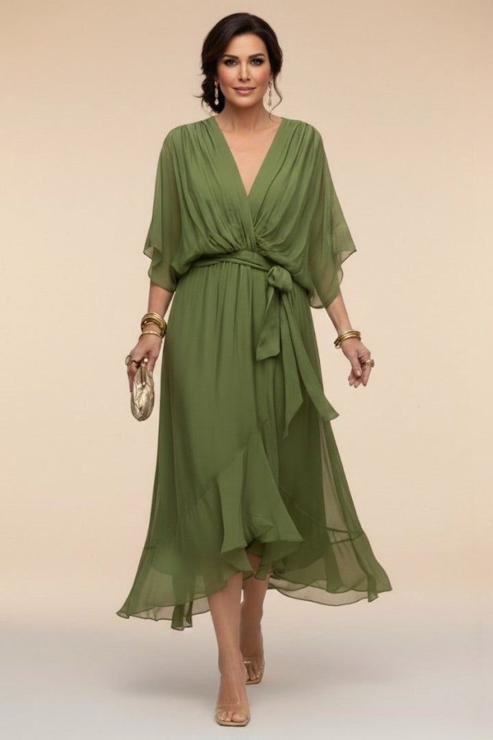 MARTA™ | VESTIDO DE CHIFFON CON ESCOTE EN V" 

Rewritten Title: "MARTA™ | Vestido de Chiffon con Elegante Escote en V