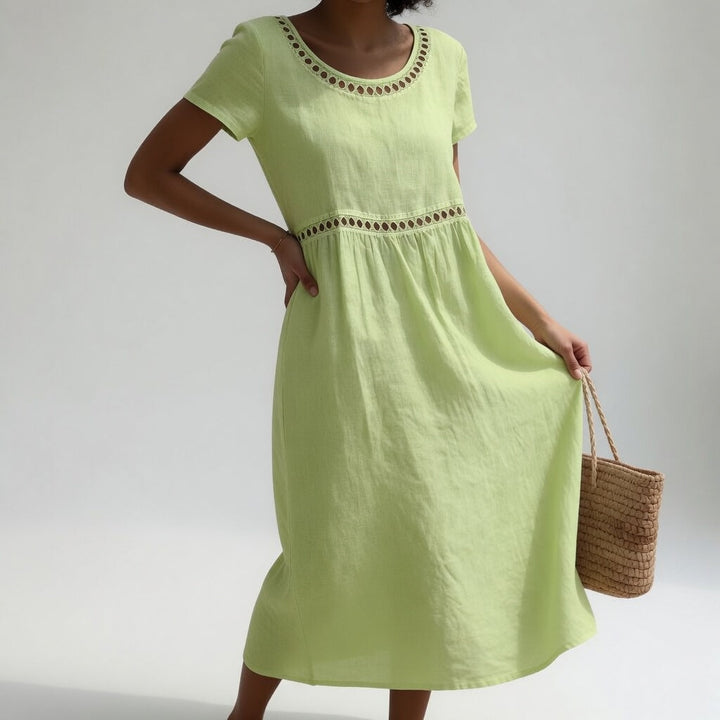 Livia™ | Vestido Midi de Lino con Bordado