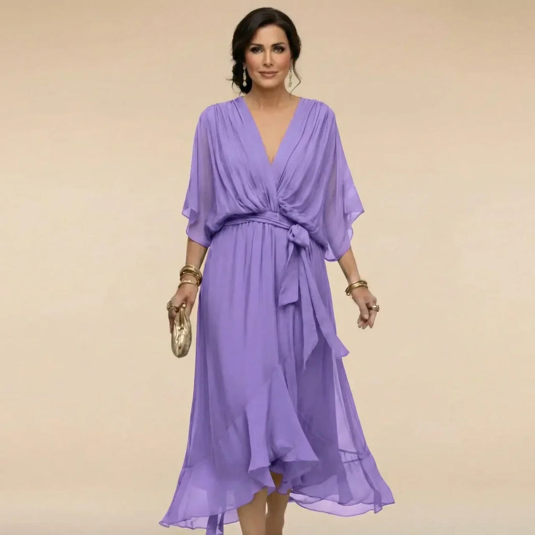 MARTA™ | VESTIDO DE CHIFFON CON ESCOTE EN V" 

Rewritten Title: "MARTA™ | Vestido de Chiffon con Elegante Escote en V
