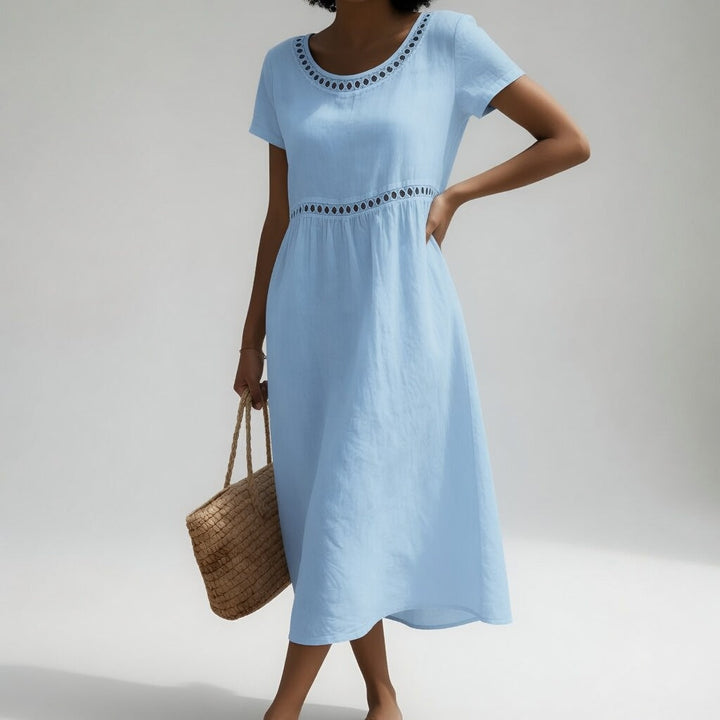 Livia™ | Vestido Midi de Lino con Bordado