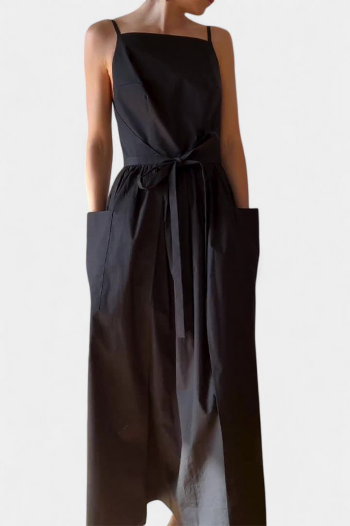 Vestido Largo Sin Tirantes Dezi con Cordones Laterales Ajustables
