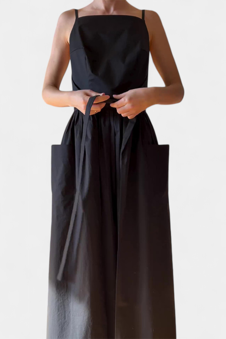 Vestido Largo Sin Tirantes Dezi con Cordones Laterales Ajustables