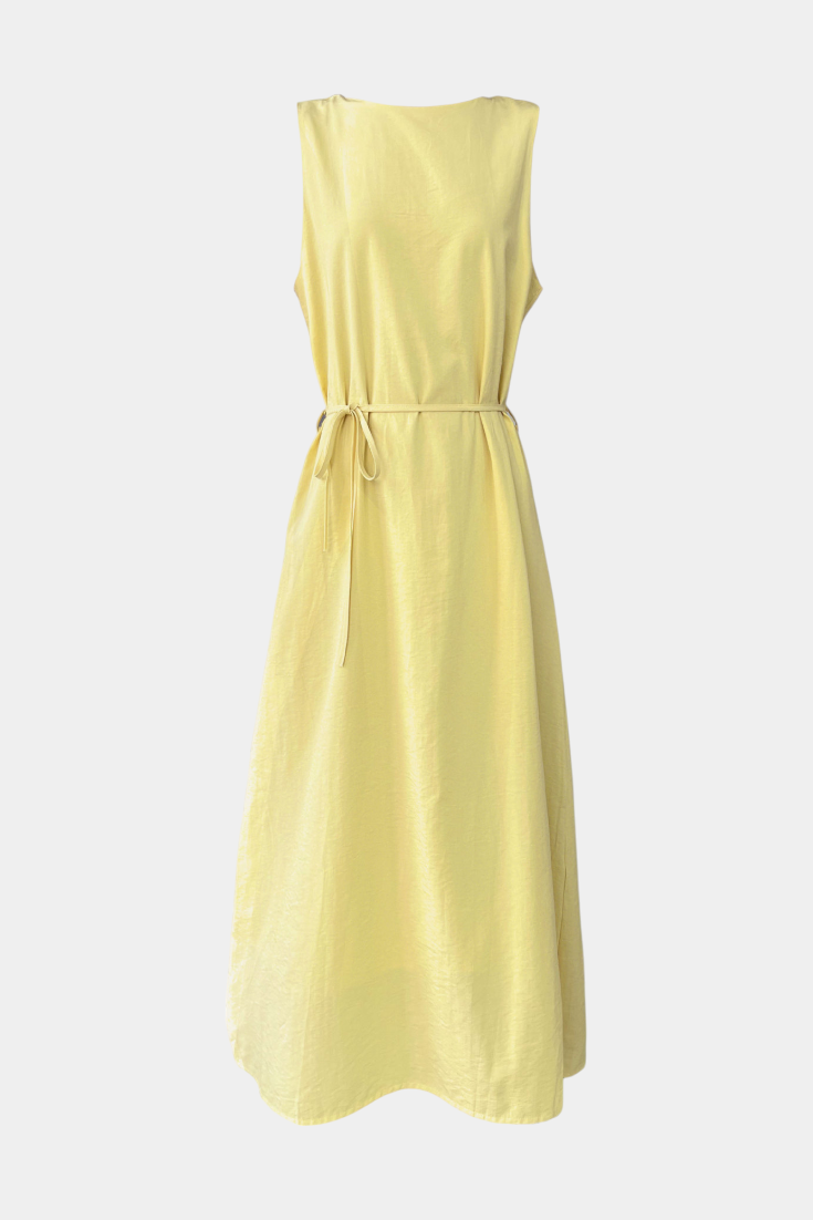 Vestido Sin Mangas Rosetta Suave con Lazo Ajustable