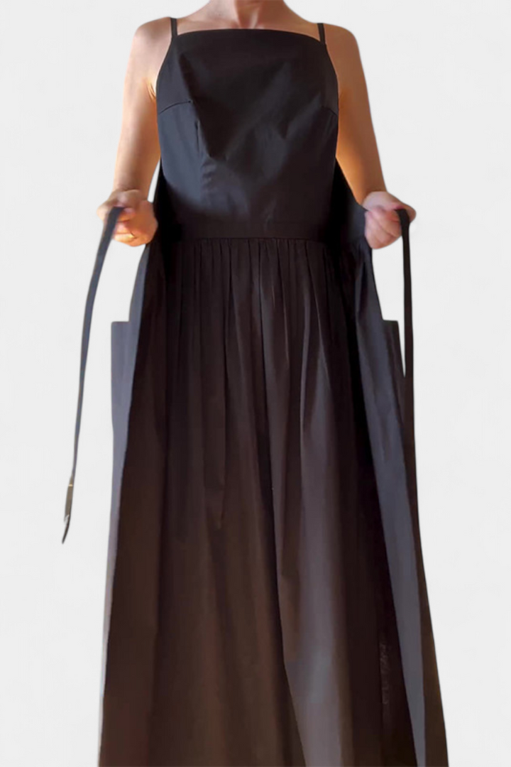 Vestido Largo Sin Tirantes Dezi con Cordones Laterales Ajustables