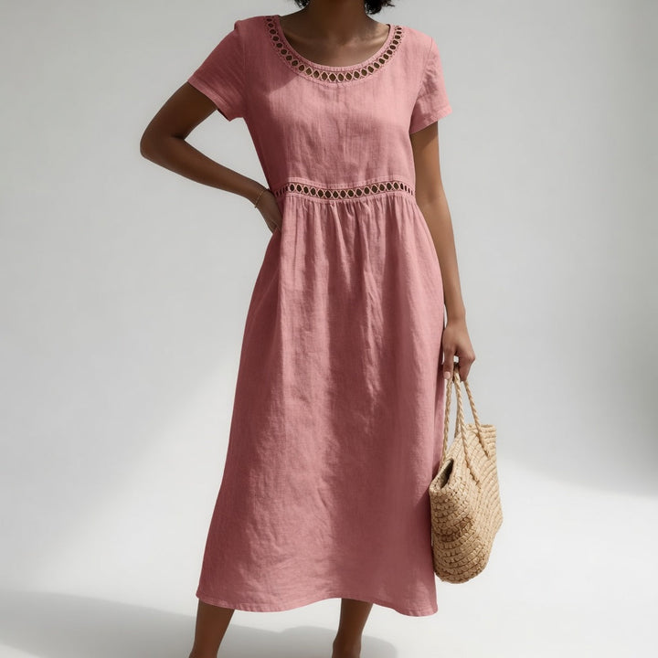 Livia™ | Vestido Midi de Lino con Bordado