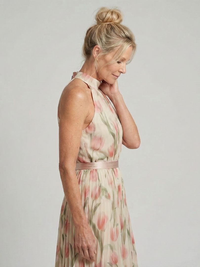 Aurelia™ | Vestido Midi Floral Halter con Cinturón