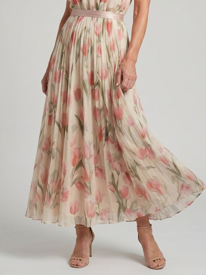 Aurelia™ | Vestido Midi Floral Halter con Cinturón