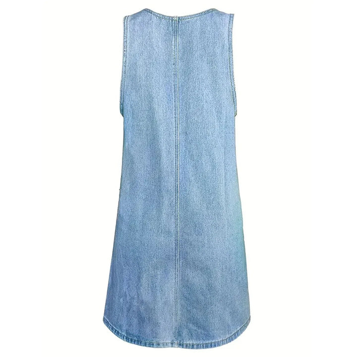 Honorata™ | Vestido de mezclilla sin mangas con fruncido