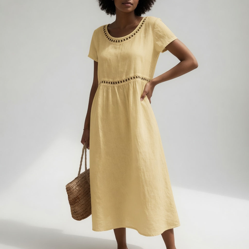 Livia™ | Vestido Midi de Lino con Bordado