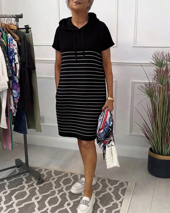 Gabriela™ | Vestido Casual con Capucha y Rayas Tejidas