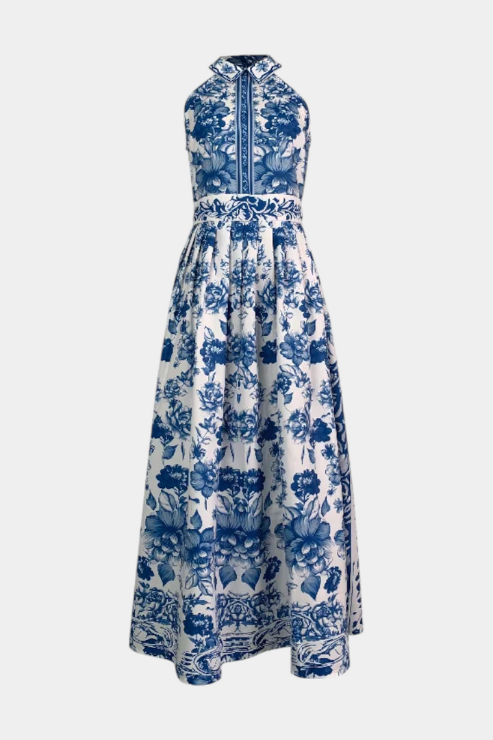 Vestido A-Line Floral con Cuello Solapa de Shante