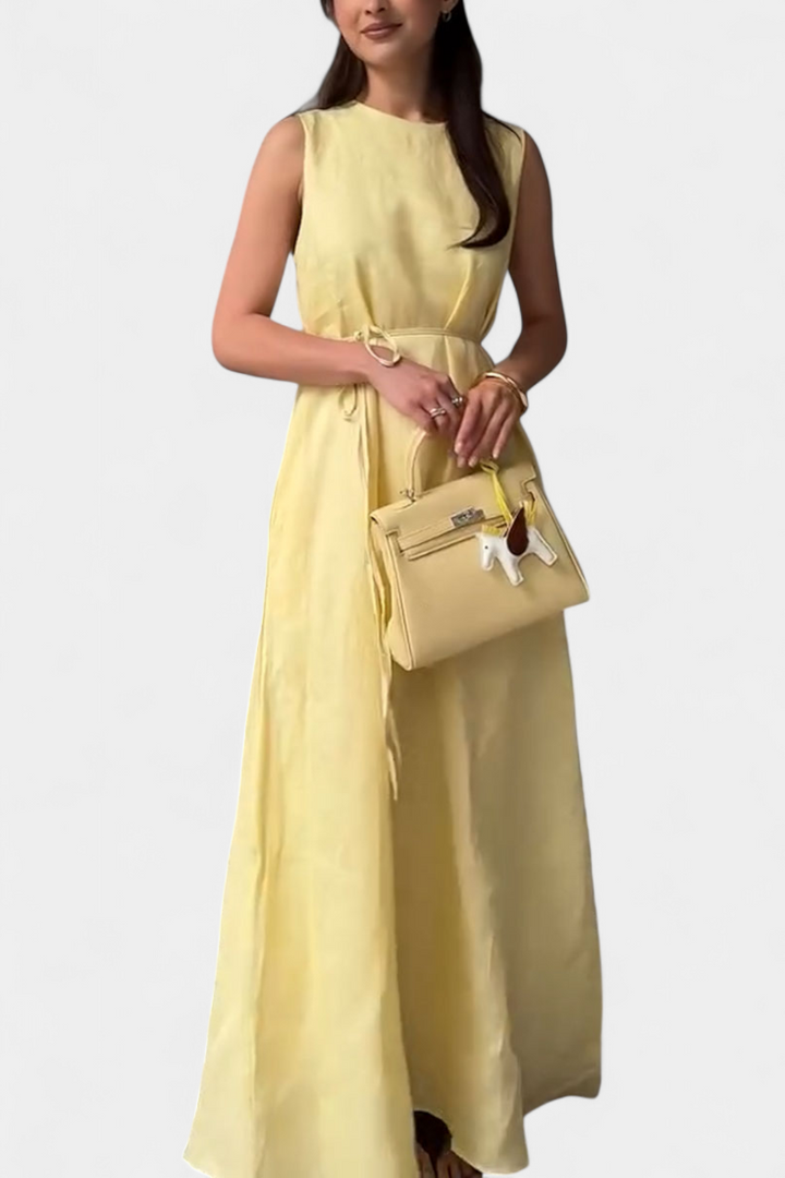 Vestido Sin Mangas Rosetta Suave con Lazo Ajustable