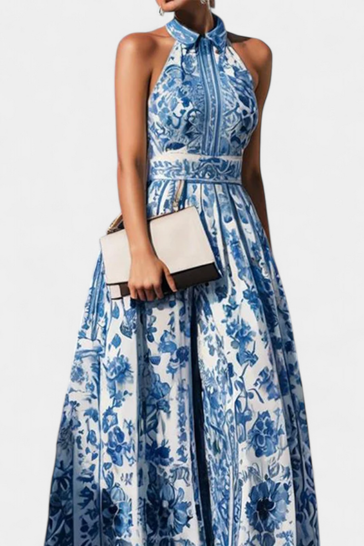 Vestido A-Line Floral con Cuello Solapa de Shante