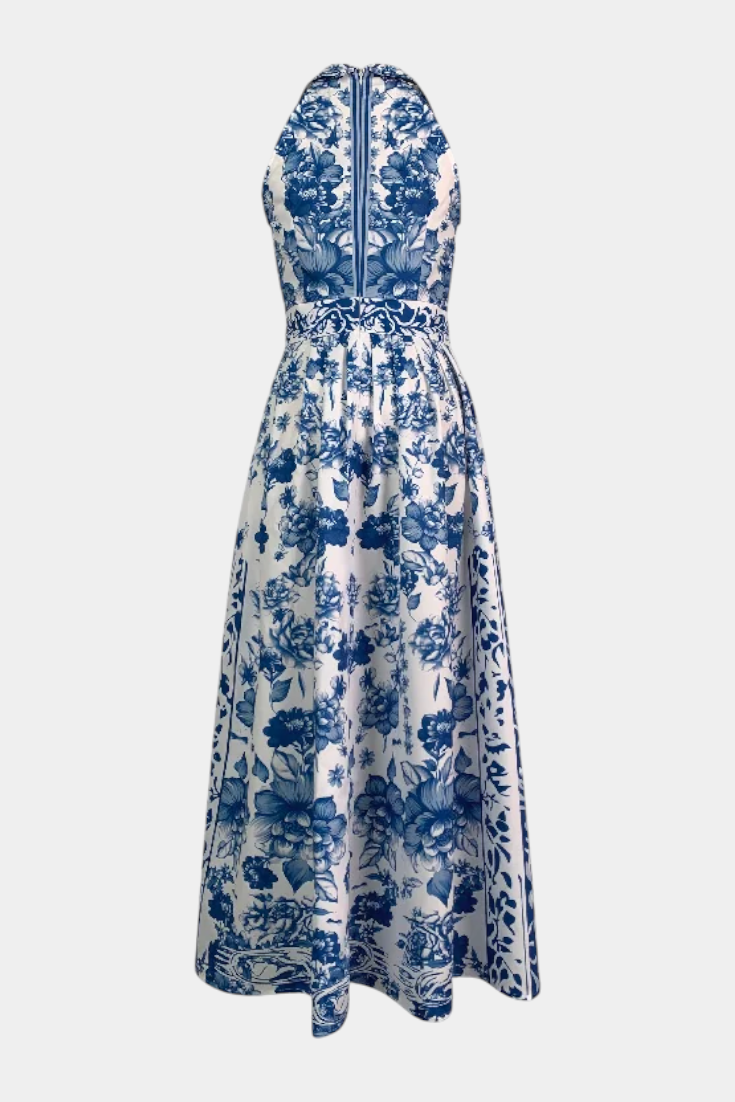 Vestido A-Line Floral con Cuello Solapa de Shante