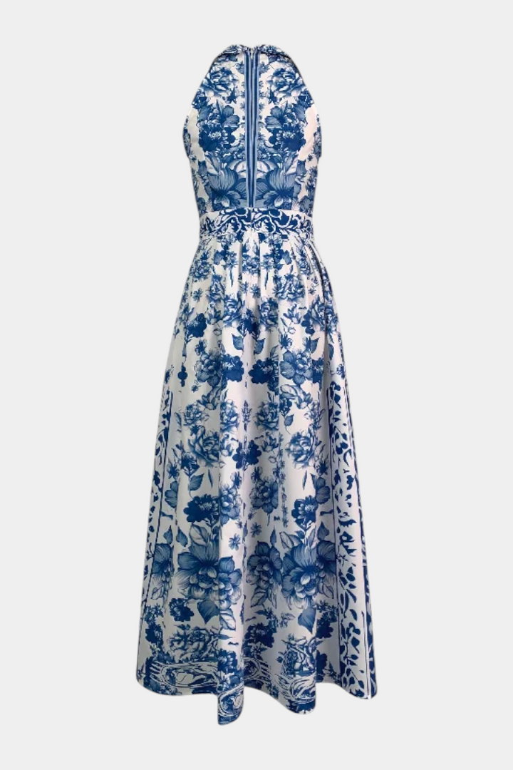 Vestido A-Line Floral con Cuello Solapa de Shante