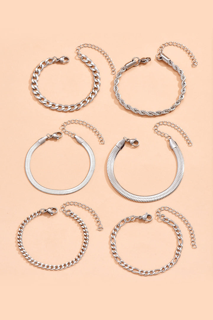 Set de 6 Pulseras de Cadena Cubana