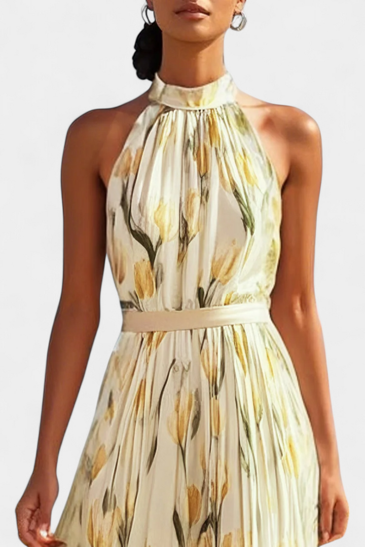 Vestido Floral Sin Mangas Juliene con Cinturón