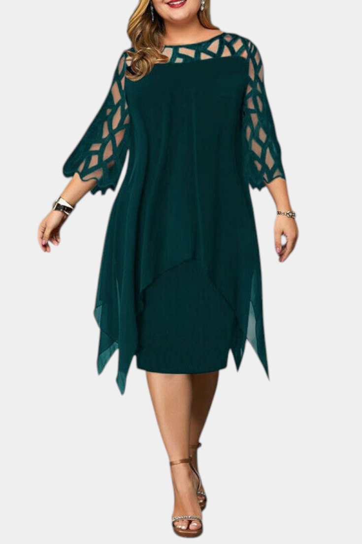 Vestido Plus Size Yana con Mangas de Encaje