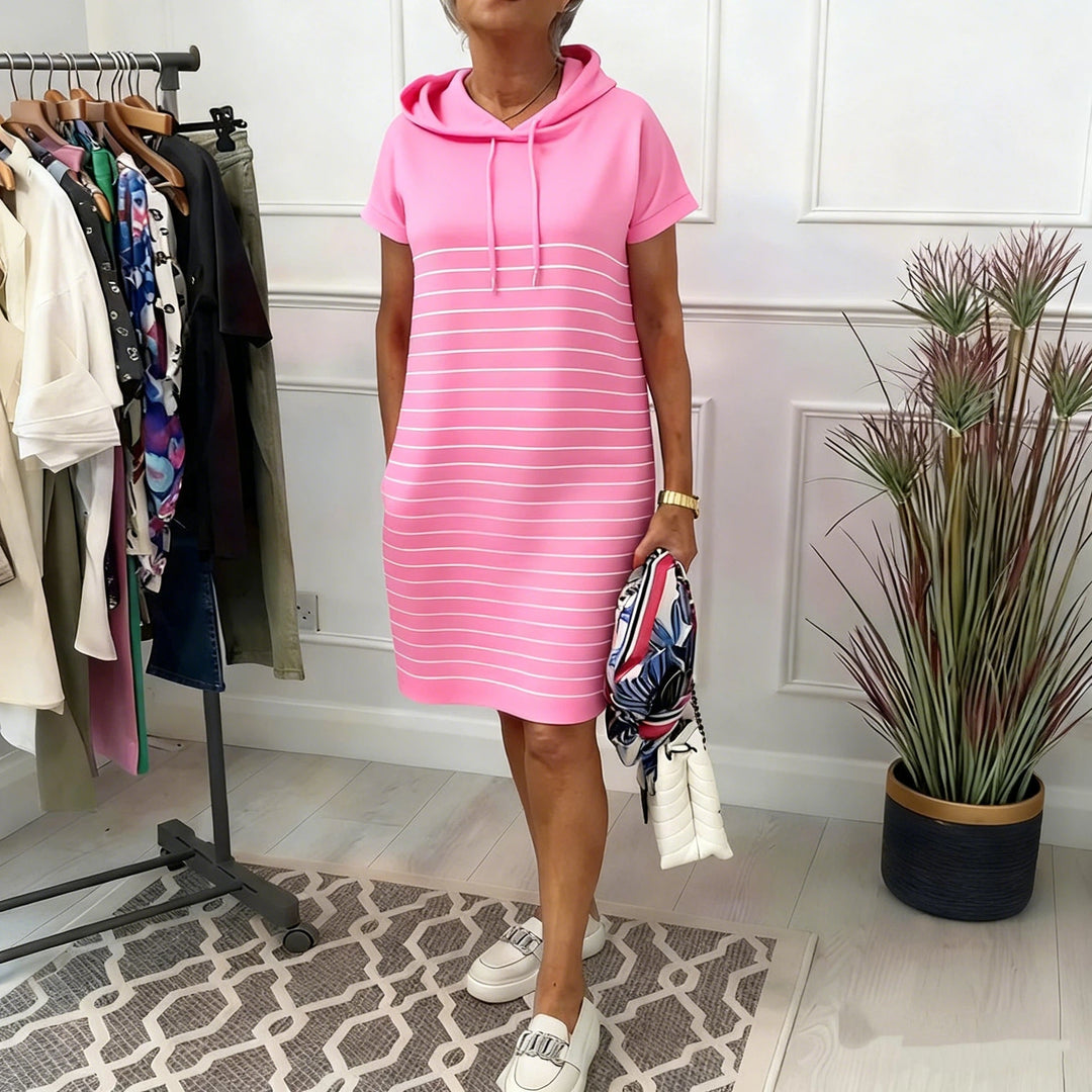 Gabriela™ | Vestido Casual con Capucha y Rayas Tejidas