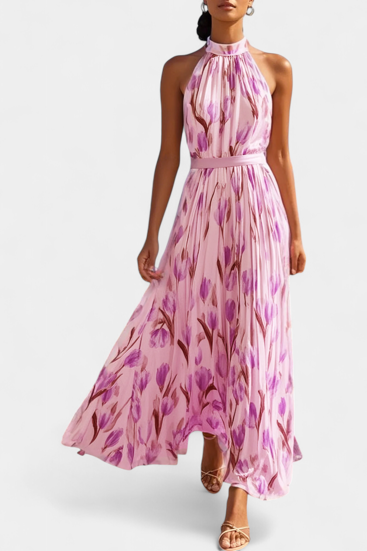 Vestido Floral Sin Mangas Juliene con Cinturón