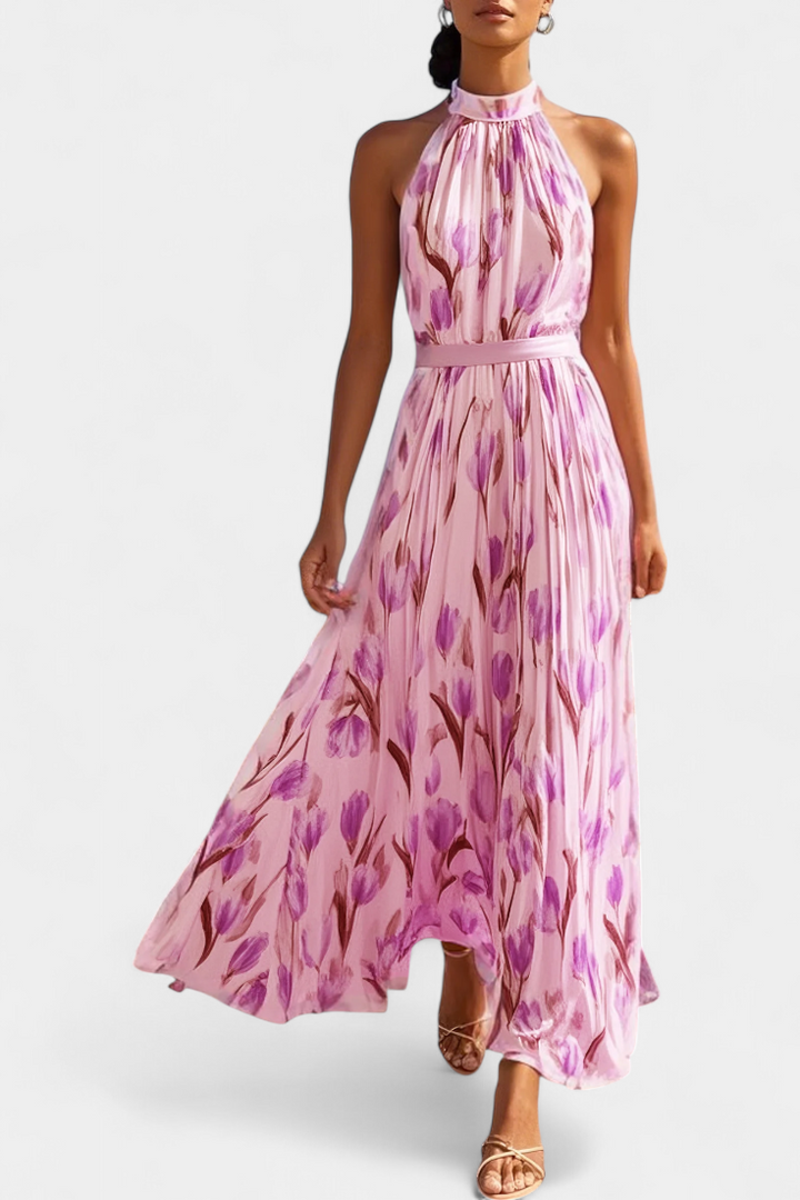 Vestido Floral Sin Mangas Juliene con Cinturón