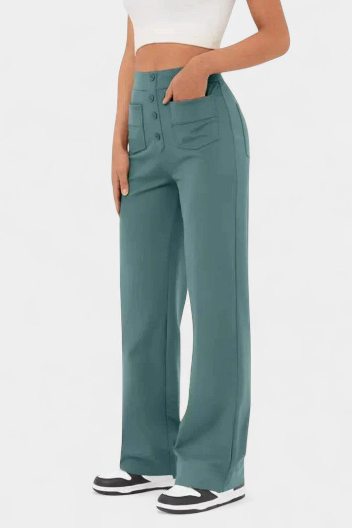 Nueva Línea de Pantalones Rectos de Cintura Alta con Elasticidad