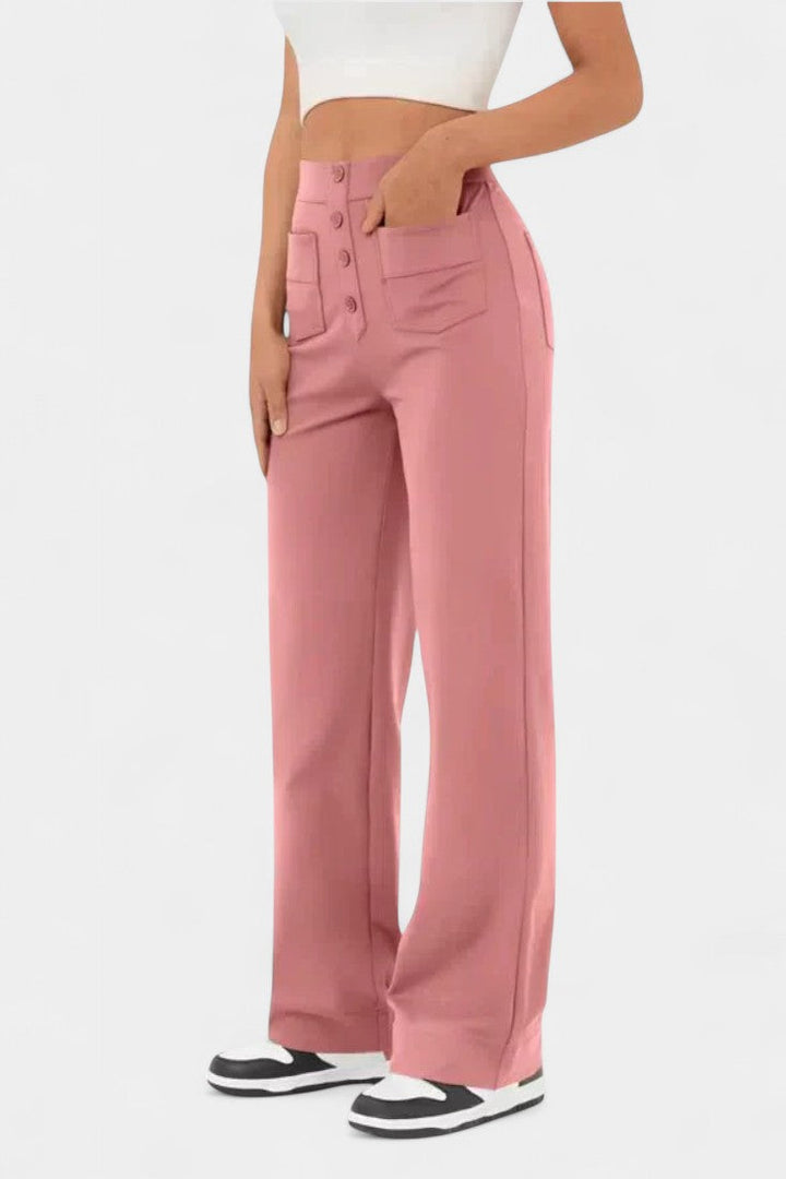 Nueva Línea de Pantalones Rectos de Cintura Alta con Elasticidad