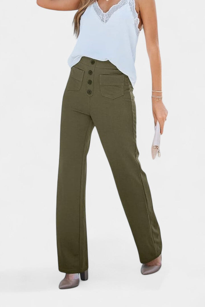 Nueva Línea de Pantalones Rectos de Cintura Alta con Elasticidad