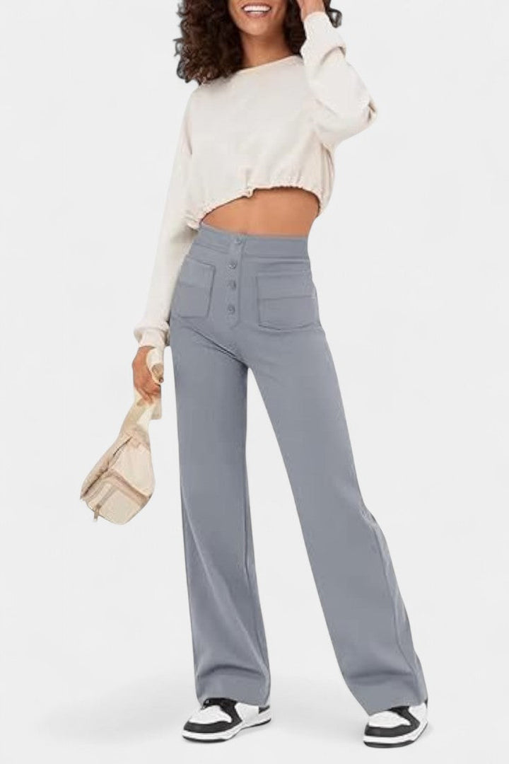 Nueva Línea de Pantalones Rectos de Cintura Alta con Elasticidad