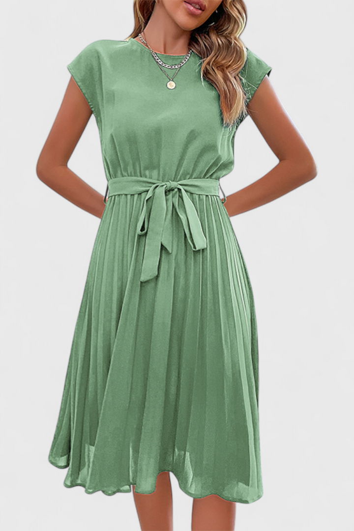 Vestido Midi Elegante Luxie de Tejido Ligero y Corte Fluido