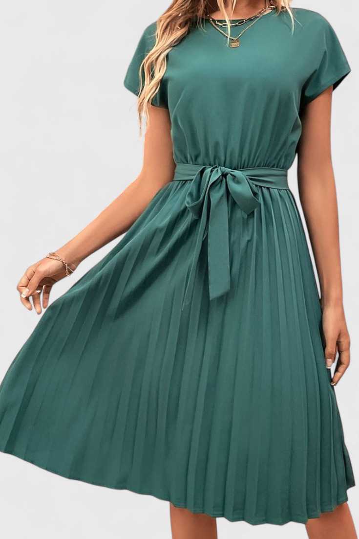 Vestido Midi Elegante Luxie de Tejido Ligero y Corte Fluido