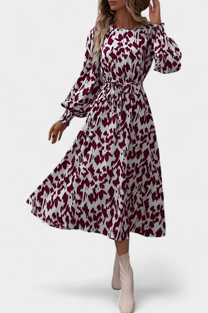 Nerin Vestido A-Line de Leopardo con Cintura Regulable
