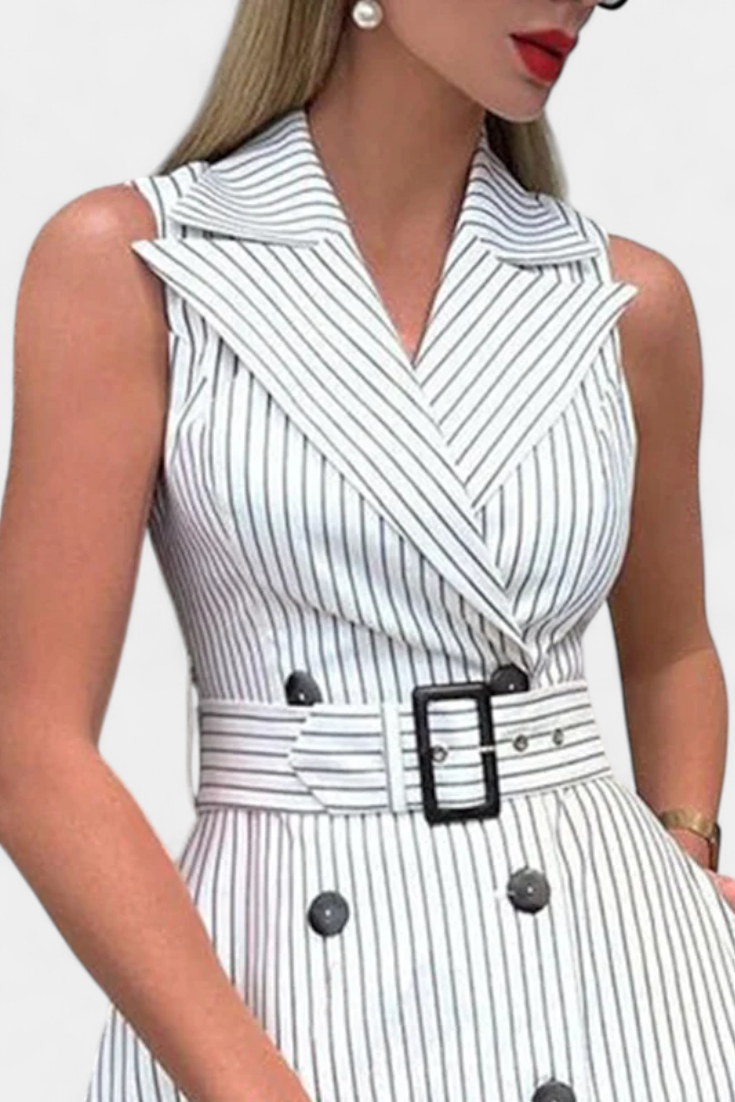 Diana Midi Striped Shirt Dress with Tied Waist