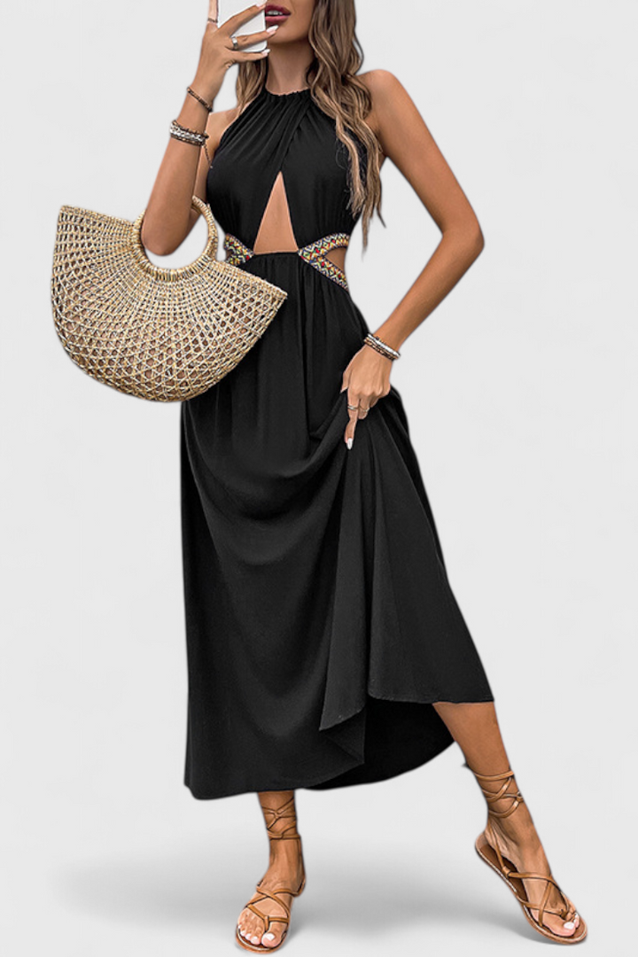 Sorina Midi Halter Dress with Cutouts