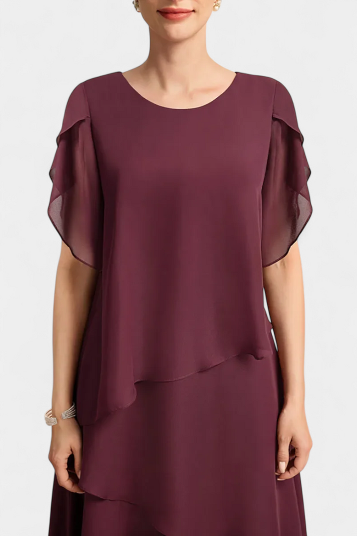 Cornelia Vestido Asimétrico de Chiffon con Silueta Ligera