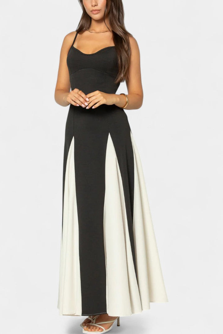 Catalina Bicolor Maxi Dress with Thin Straps