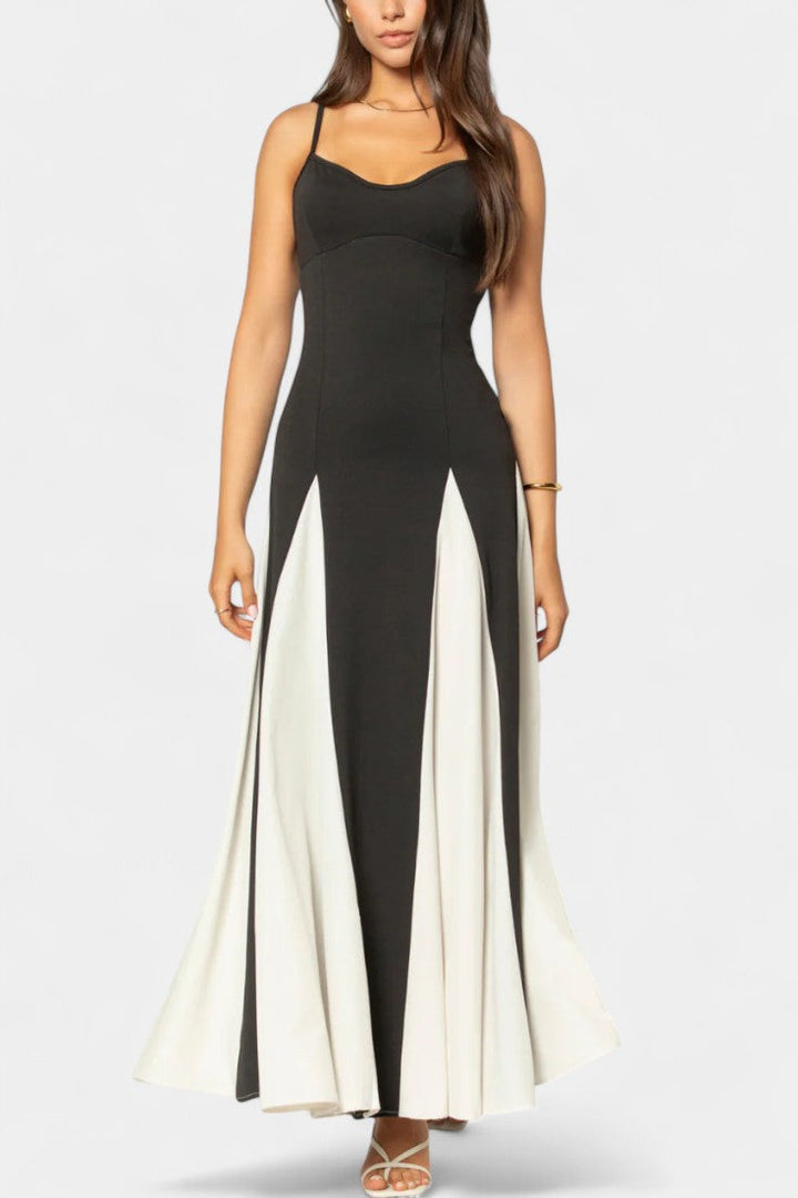 Catalina Bicolor Maxi Dress with Thin Straps